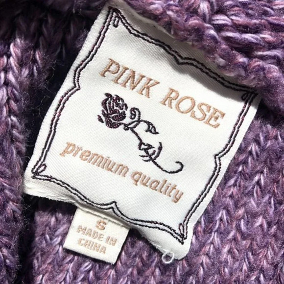 Pink Rose Purple Short Sleeve V Neck Sweater S - Picture 4 of 4